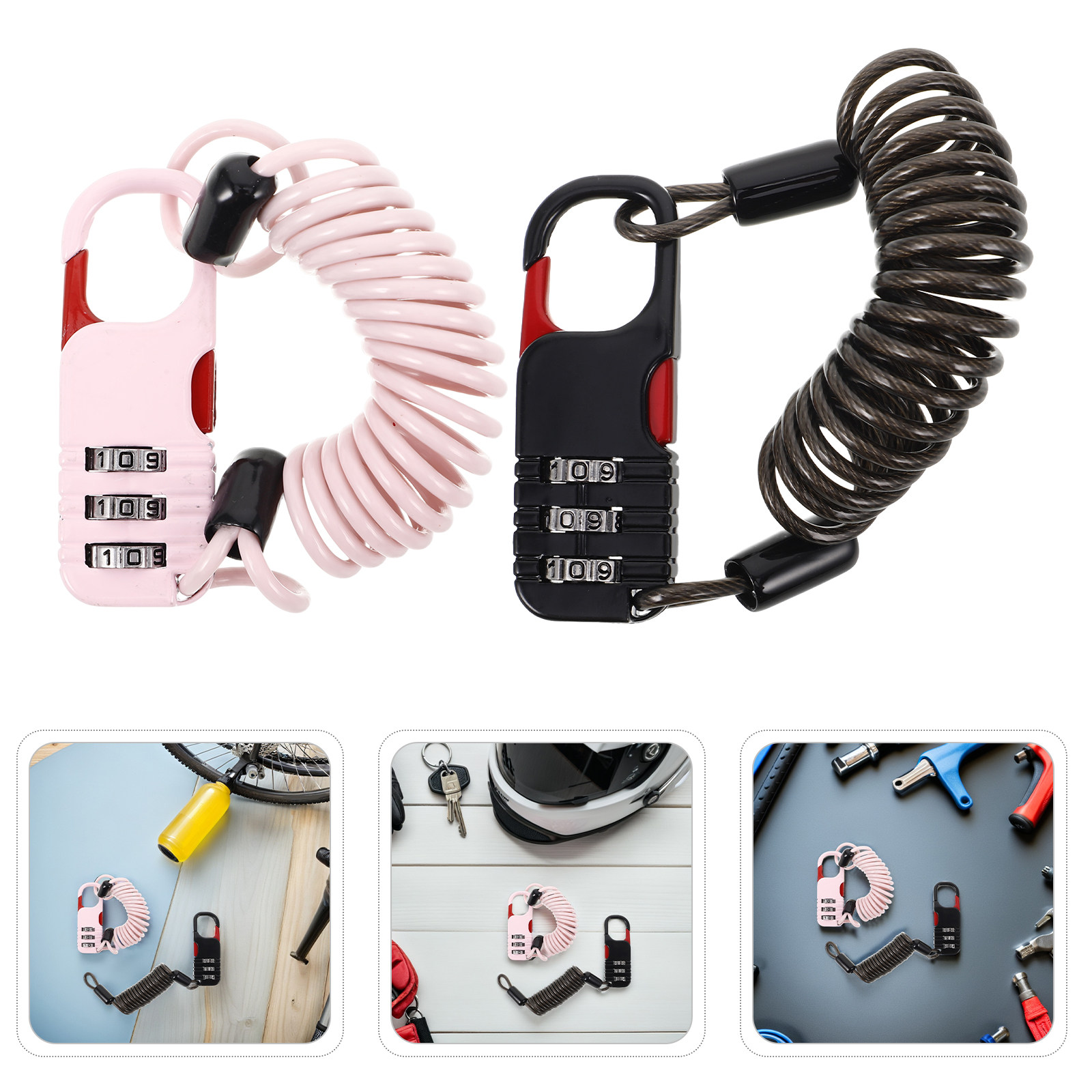 Cable Lock Combination - 2 Pcs Bike Lock Anti Theft