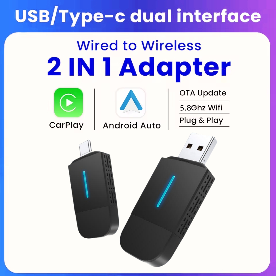 Travel Adapter Universal - ANYFAR Dual Interface Wireless CarPlay Android
