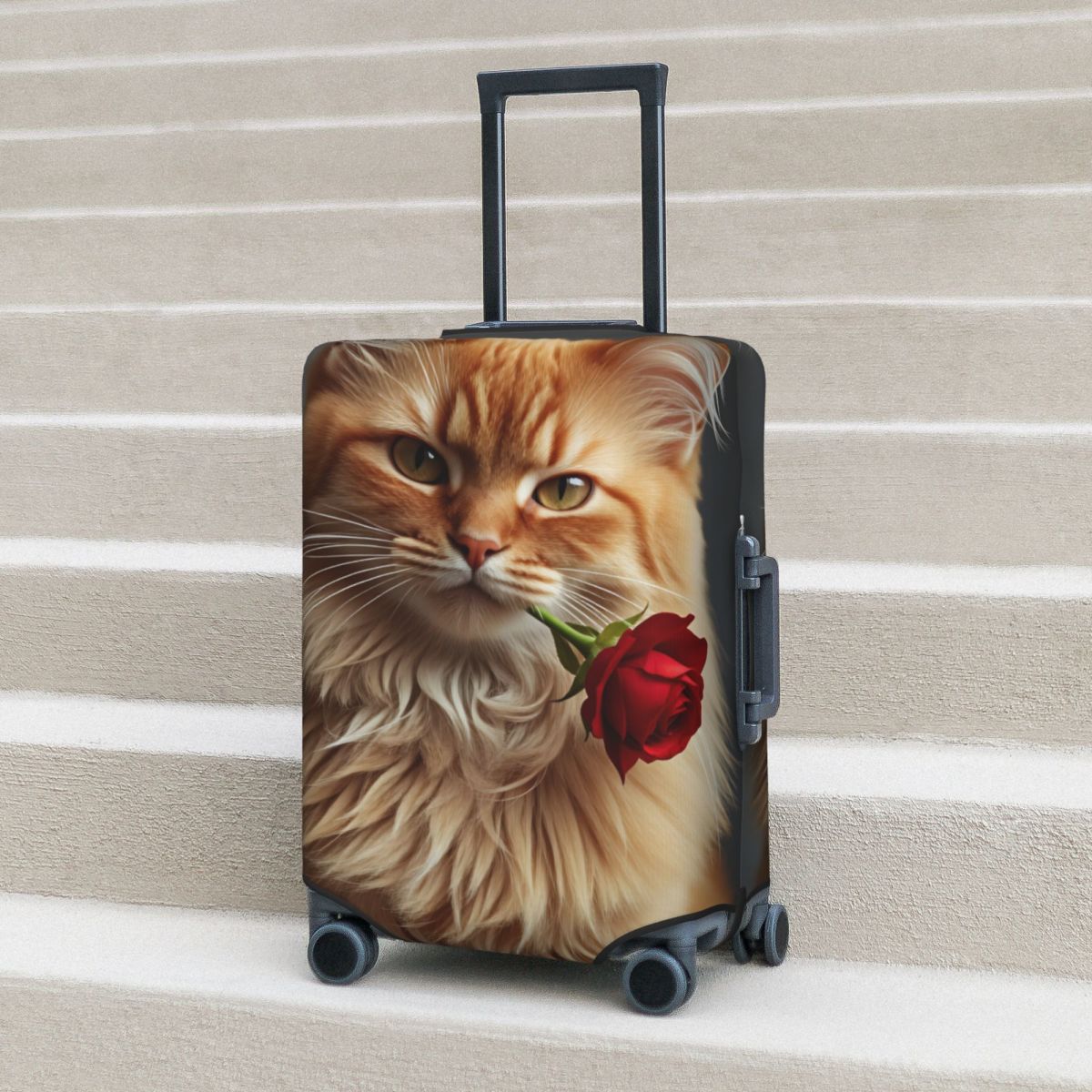 Travel Accessories Long Flight - Kawaii Elegant Long-haired Cat With Rose