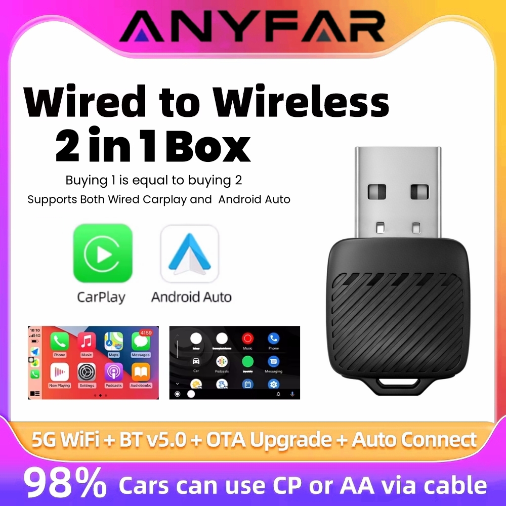 Travel Adapter Universal - 2026 Wireless CarPlay Adapter 2-in-1 Wired