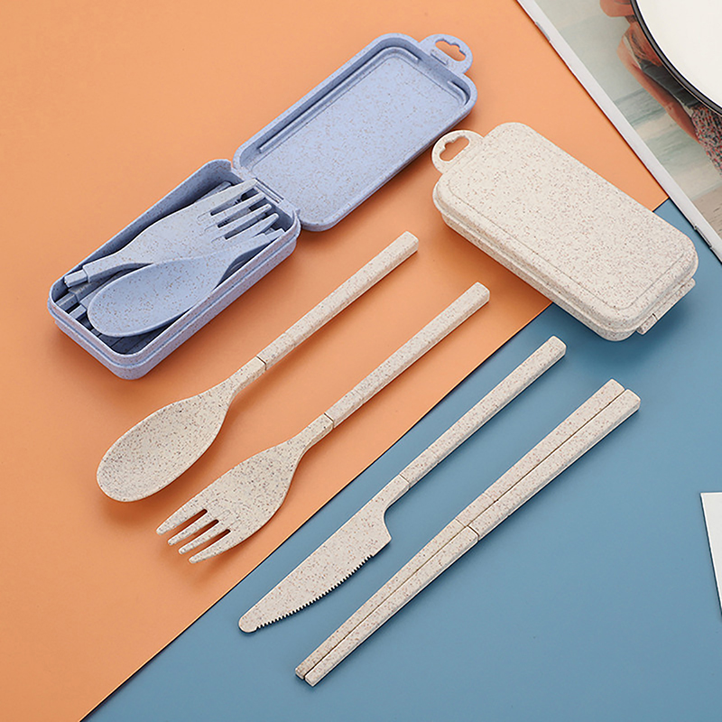 Travel Kitchen Accessories - Portable Wheat Straw Fork Cutlery Set