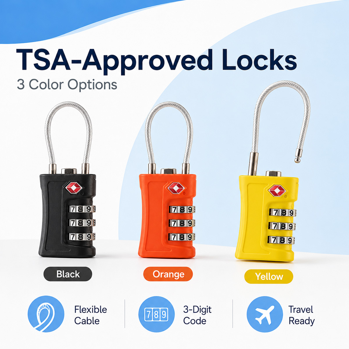 TSA Approved Luggage Lock 3 Di - огляд і ціна Cable Lock Combination