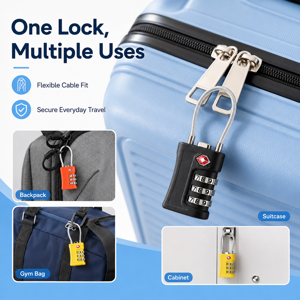 TSA Approved Luggage Lock 3 Di - огляд і ціна Cable Lock Combination