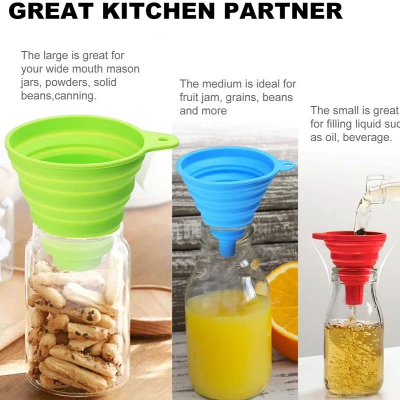 1PCS Foldable Funnel Silicone  - огляд і ціна Travel Kitchen Accessories