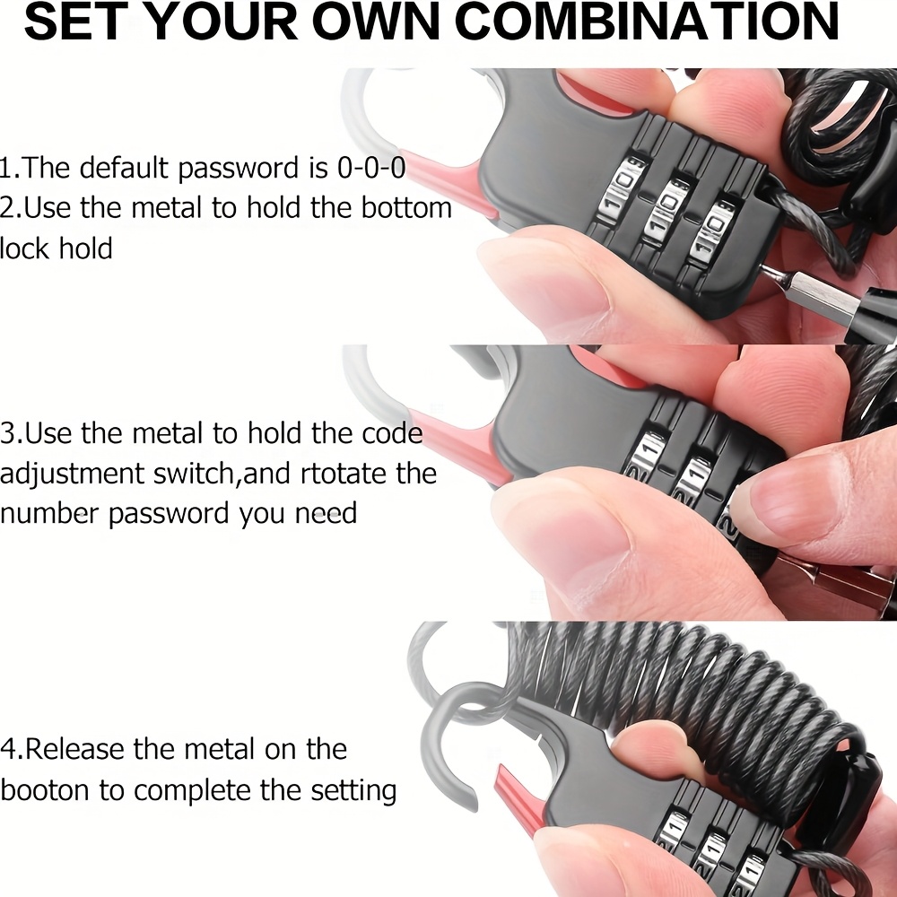 3 Digit Combination Padlock wi - огляд і ціна Cable Lock Combination